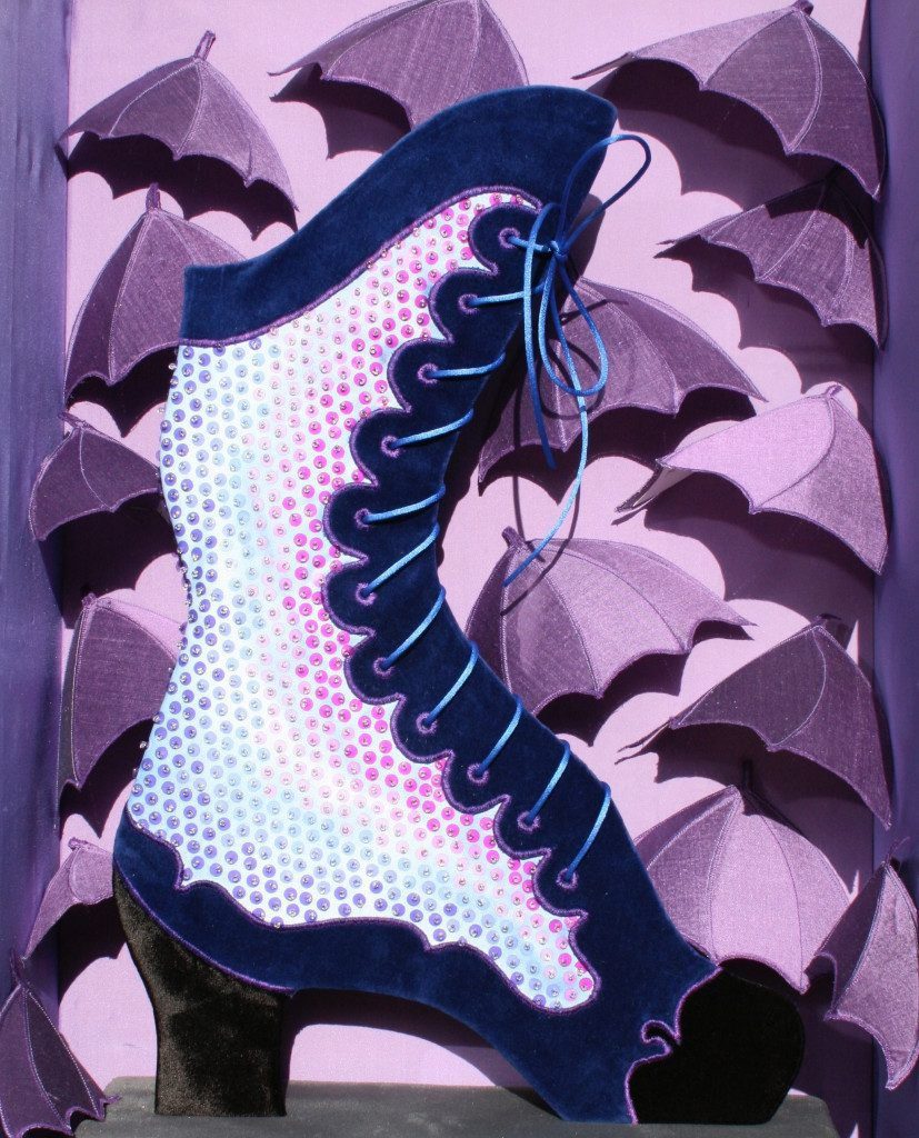 Impressionist Pointillism inspired Victorian silk embroidered sequinned boot © Dan Maier